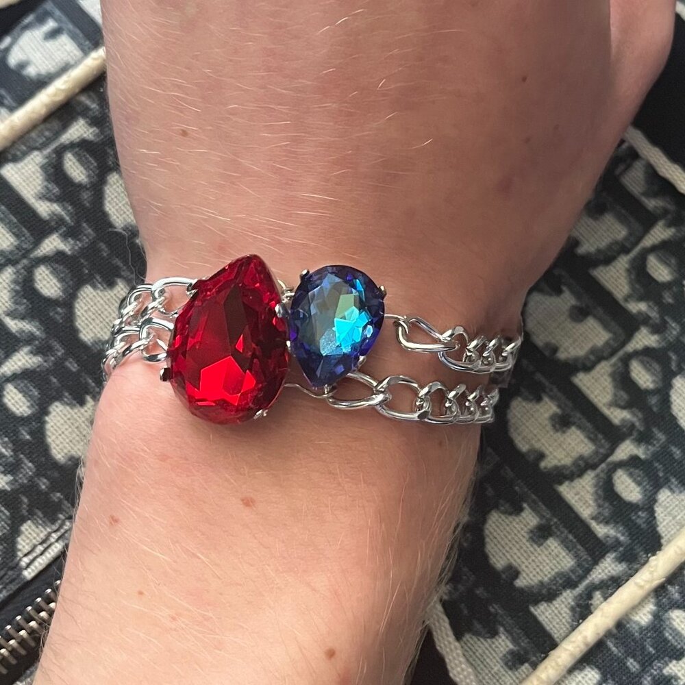 Swarovski Crystal Pear Shaped Bracelet - Hypoallergenic - Gift, Woman, Man - Picture 5 of 8